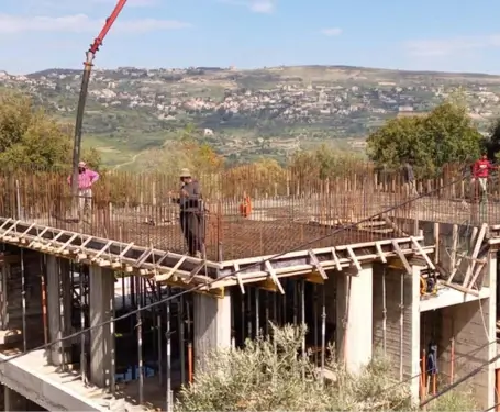 Structural framework and balcony construction — duplex villa Ammatour El Chouf Lebanon