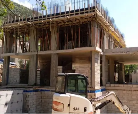 Stone façade finishing detail — residential construction Ammatour Chouf Group Four