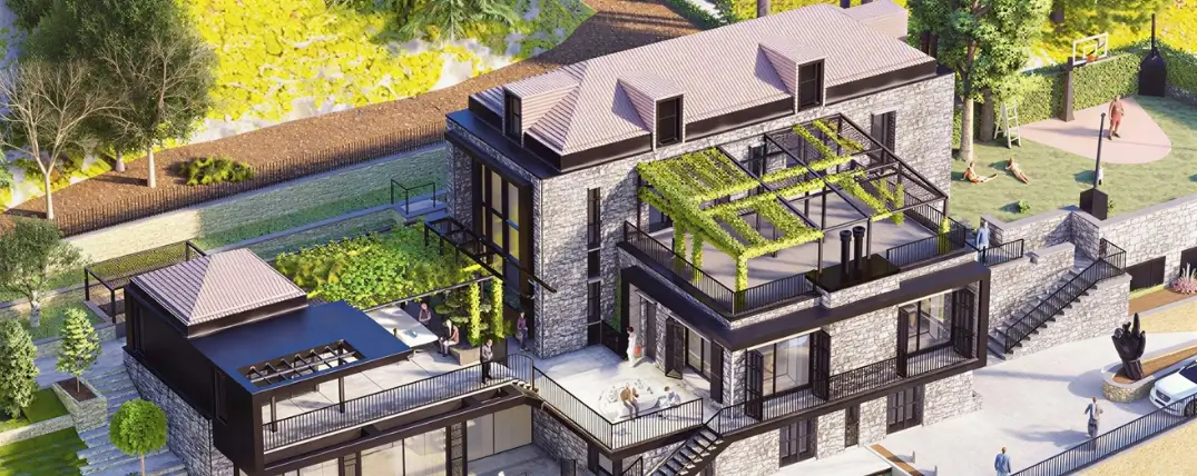 Bkassine Club House panoramic exterior view — Jazzine Group Four