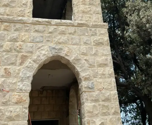 Masonry and stone cladding progress — Firas Abou Hasan Baadaran El Chouf Group Four