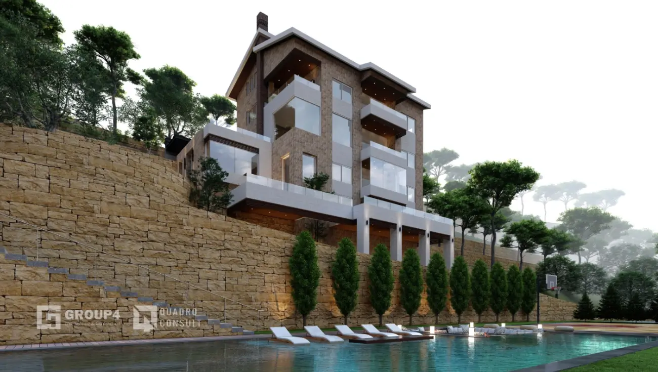 Firas Breish contemporary luxury mountain villa Lebanon panoramic views — Group Four construction company