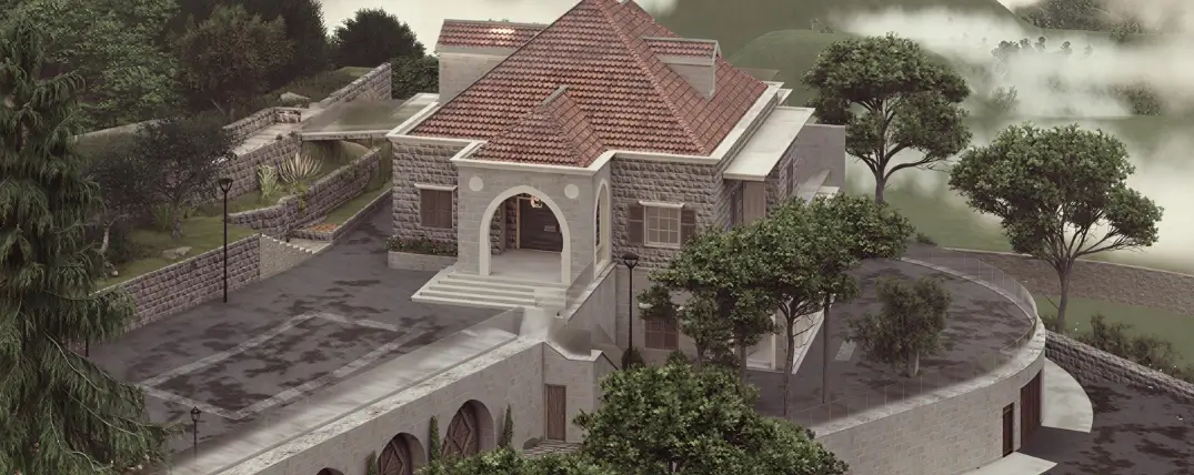 Landscaped driveway approach Dr. Iman Abou Shakra Baadaran Lebanon — Group Four