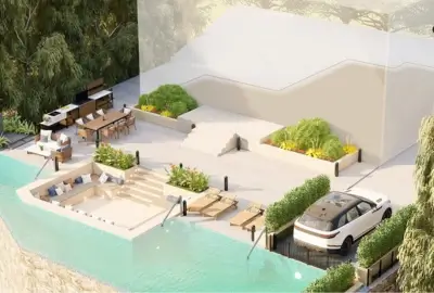Ramzi Halawani villa architectural design plans — multi-level hillside residence Badghan Aley Group Four