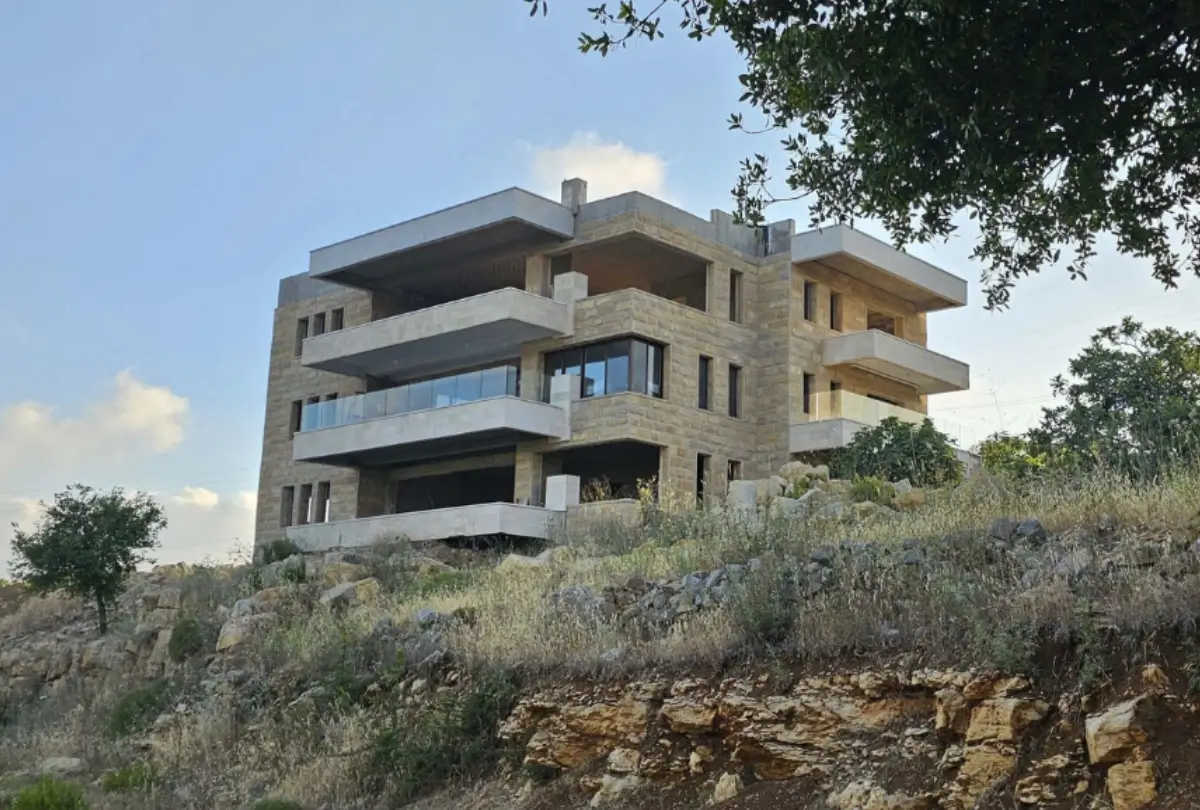 Reinforced concrete columns and slab formwork on a Group Four project in Mazraat El Chouf, Lebanon
